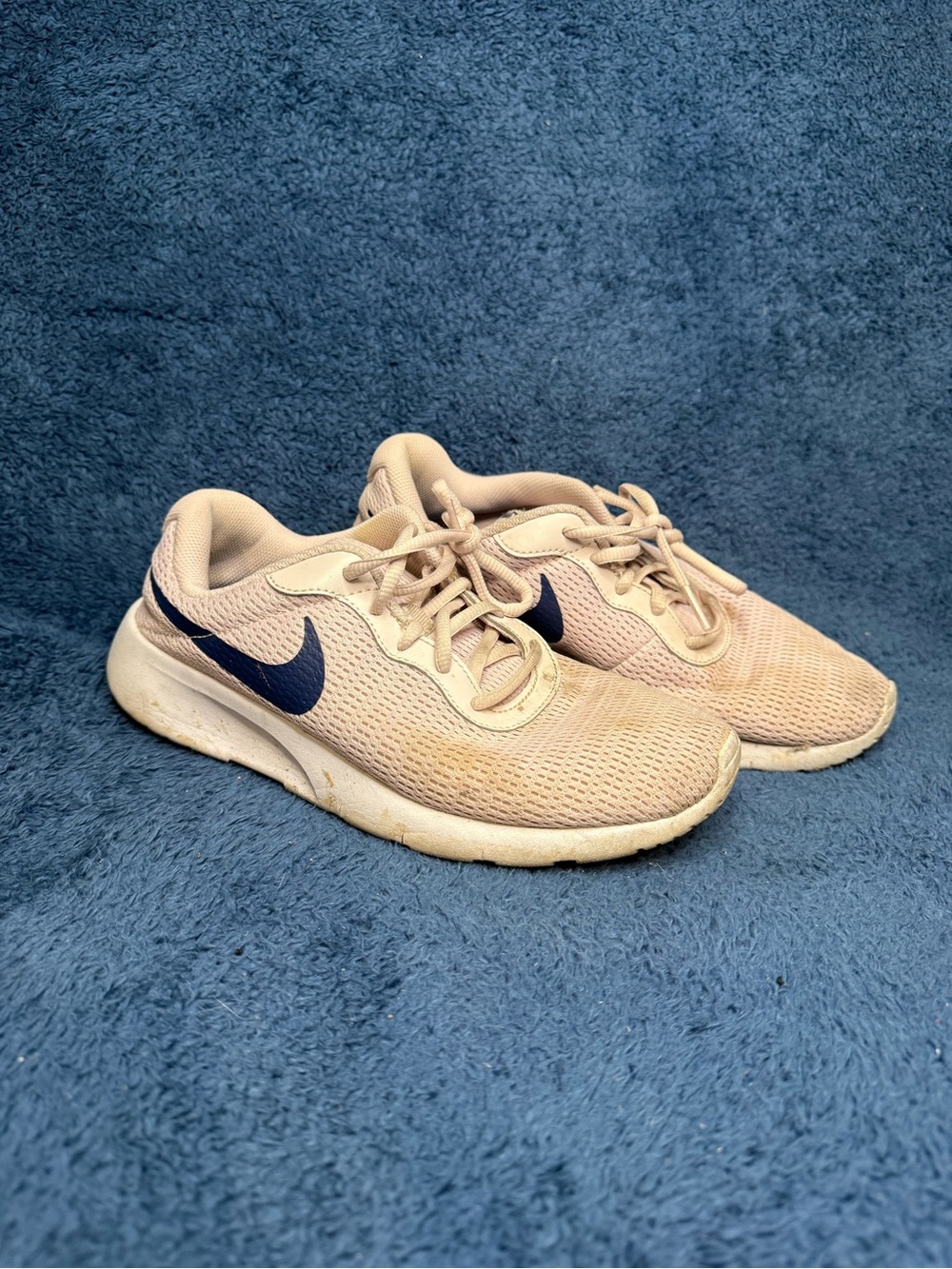 Nike Pink Mesh Running Sneakers with Navy Swoosh